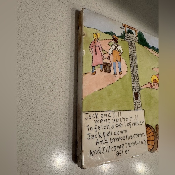 Vintage Ceramic Tile Trivet Jack and Jill Went Up The Hill Nursery Rhyme - Picture 4 of 10